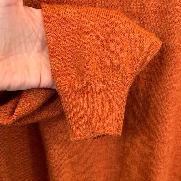 100% baby Alpaca orange Henley zip long sleeved orange fall sweater - Picture 6 of 9